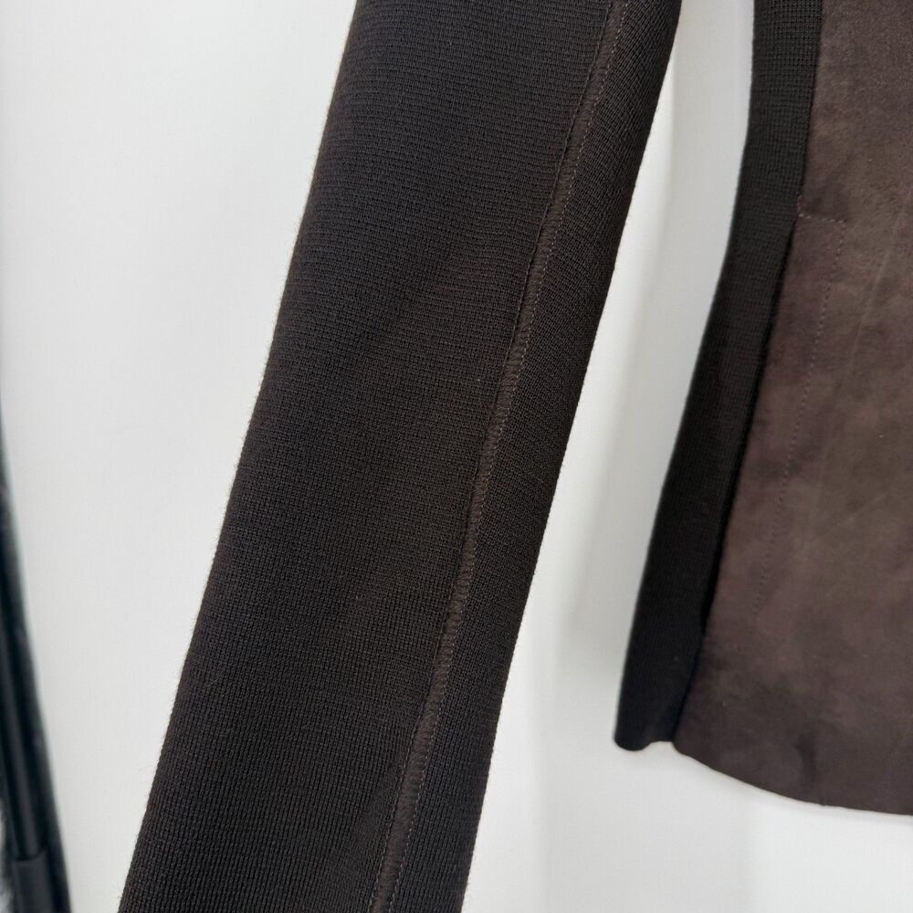 MAX MARA Double Breasted Blazer Suede Goatskin Leather Chocolate Brown Size 4 - Picture 4 of 13